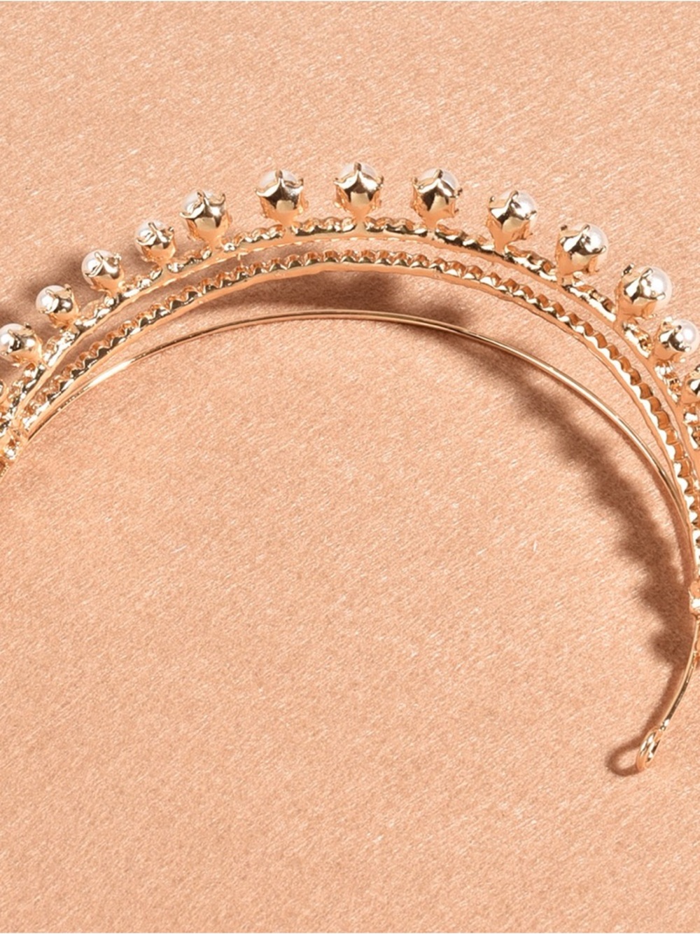 Gold Pearl & Crystal Double-Row Headband - Women Accessories - Picture 2 of 2